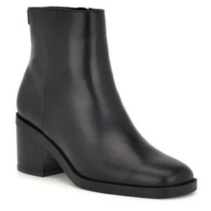 Nine West Black Square Toe Block Heel Ankle Boots Booties Womens Size 8M